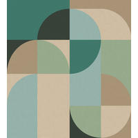 FOTOTAPETE Kreise im Bauhaus-Stil 250 x 279 cm - Grün, Papier (250/279cm) - ESTAhome