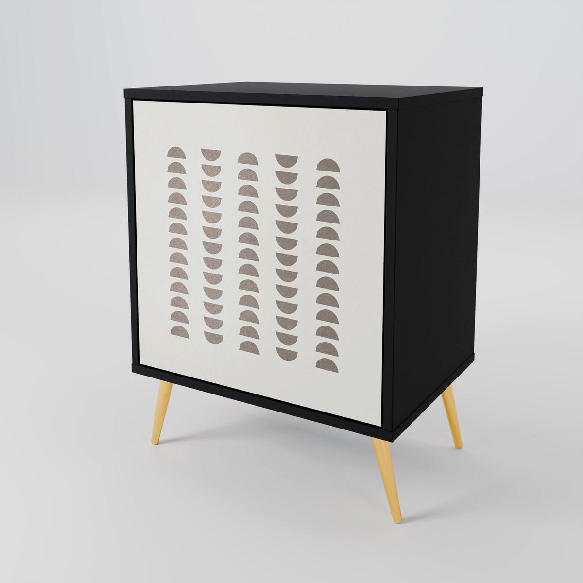 SIDEBOARD HARMONY ESSENCE, Schwarz, 57,5x42x70,5 cm, Schwarze Metall-Sternfüße - Multicolor/Schwarz, Holzwerkstoff/Metall (57.5/70.5/42cm) - SpaceRebels