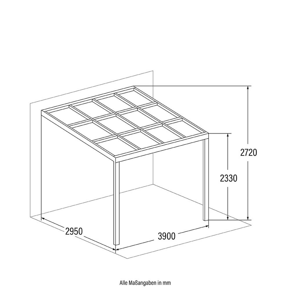TERRASSENÜBERDACHUNG SOLIS DELUXE - Farbe: Grau, Größe: 390 x 295 x 233 / 272 cm - Anthrazit, Kunststoff (390/272/295cm) - Home Deluxe