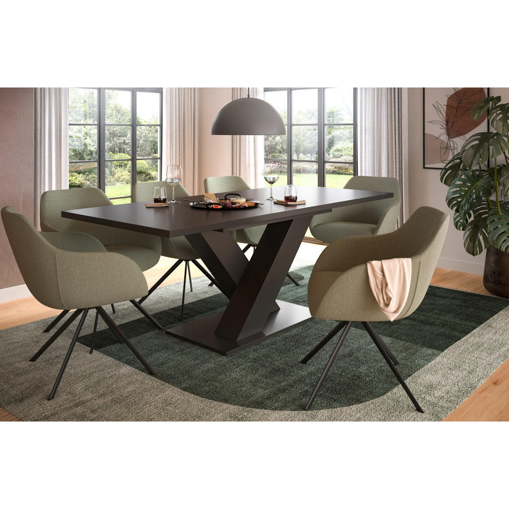 Thumbnail - Inn.Furn Esstisch, Grau, Holzwerkstoff, Metall, Nachbildung, Uni, Rechteckig,Rechteckig, X-Form, 90x76x150 cm, FSC Mix, ...