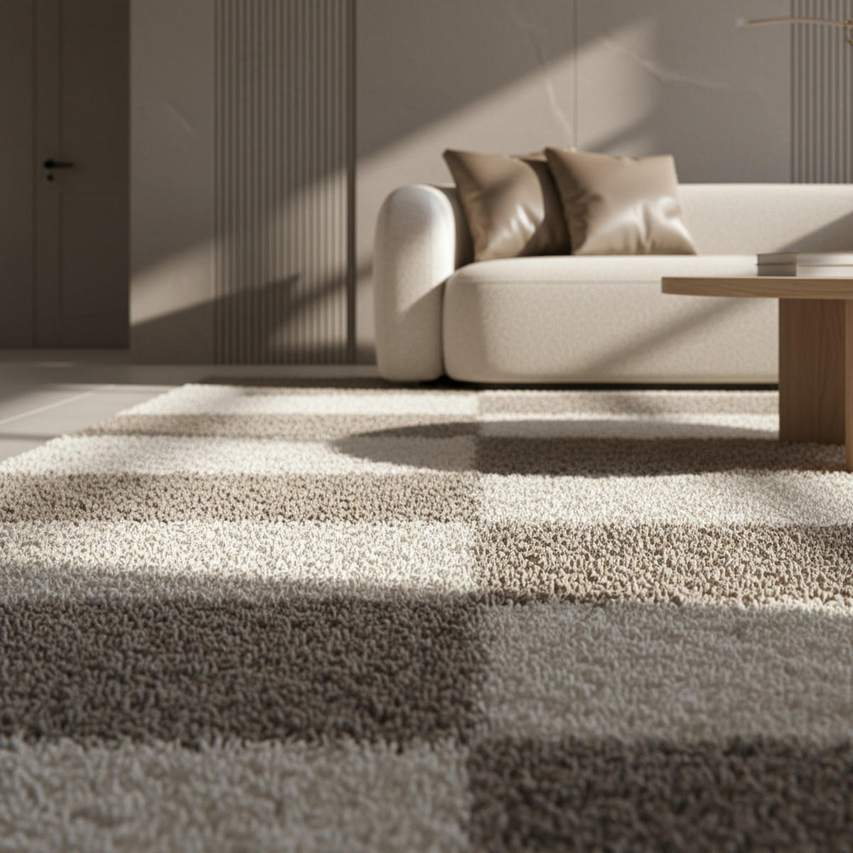 HOCHFLORTEPPICH WERFEN, kariert, Beige, 60 x 110 cm - Beige, Textil (60/110cm) - KADIMA DESIGN