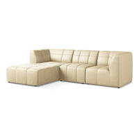ECKSOFA Links Kunstleder Beige - Beige/Schwarz, Holzwerkstoff/Kunststoff (266/175cm) - Makamii