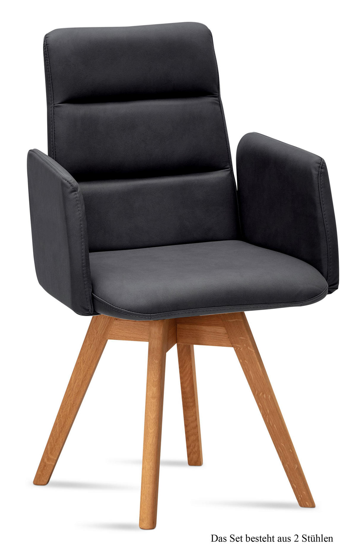 ARMLEHNSTUHL drehbar (2er-Set) Dorit 52x92x60 Eiche geölt/Anthrazit - Eichefarben/Anthrazit, Kunststoff (60/92/52cm) - 58aufmkessel
