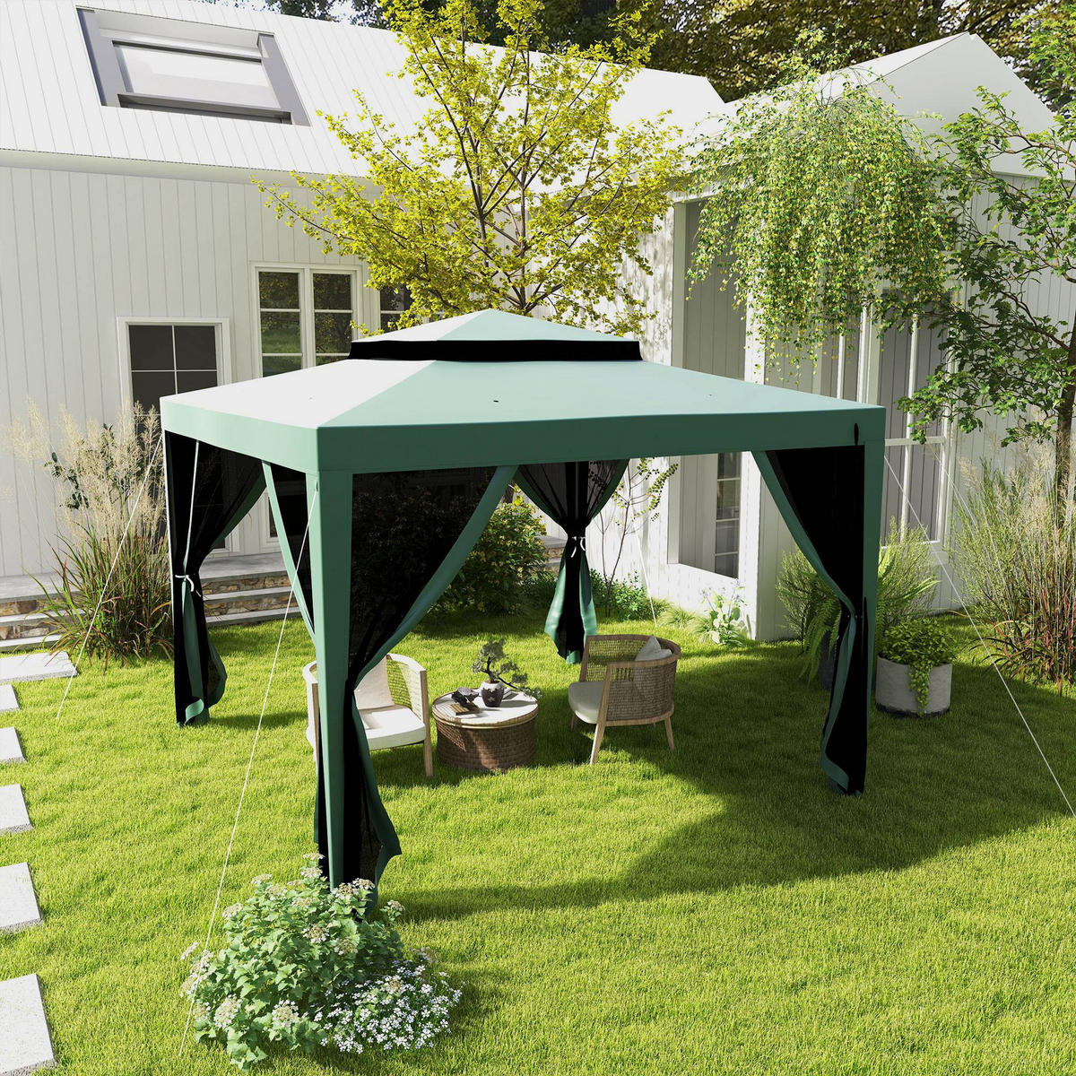 PAVILLON Grun 1 Stück - Grün, Naturmaterialien (297/268/297cm) - GiPP