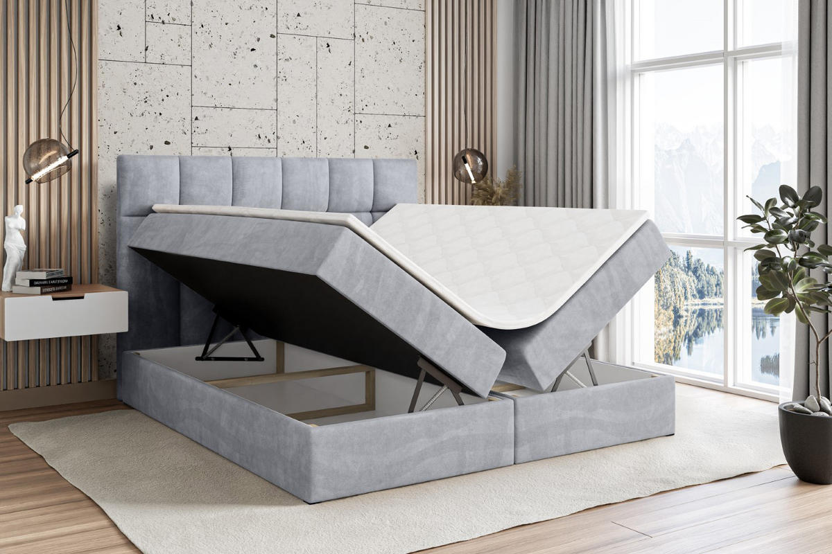 BOXBETT mit H4-Matratze und Lattenrost - RICAR - 120x200 Hellgrau - Hellgrau, Holzwerkstoff (120/200cm) - ALTDECOR