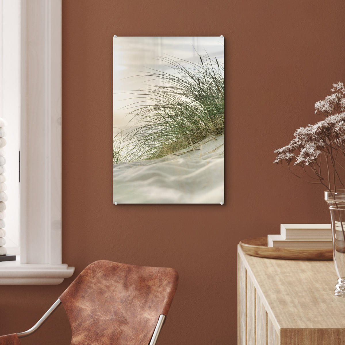 ACRYLGLASBILD Dünen - Strand - Schlewswig-Holstein - Wattenmeer 40x60 cm - Creme, Glas (40/60cm) - MuchoWow