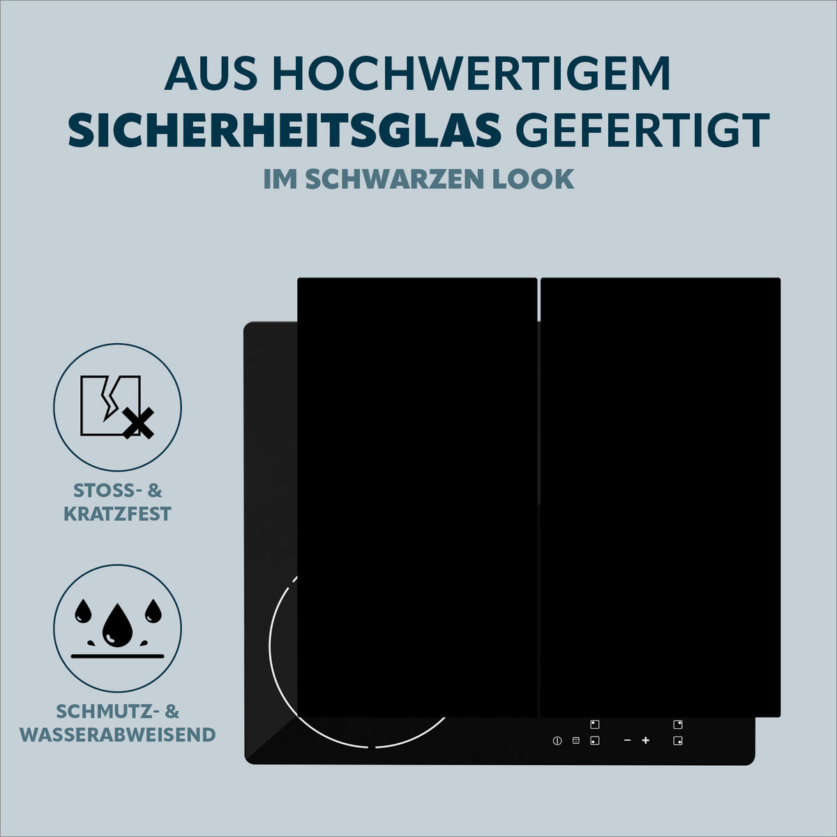 HERDABDECKPLATTE 2er-Set, schwarz - Schwarz, Glas (30/6/52cm) - bremermann