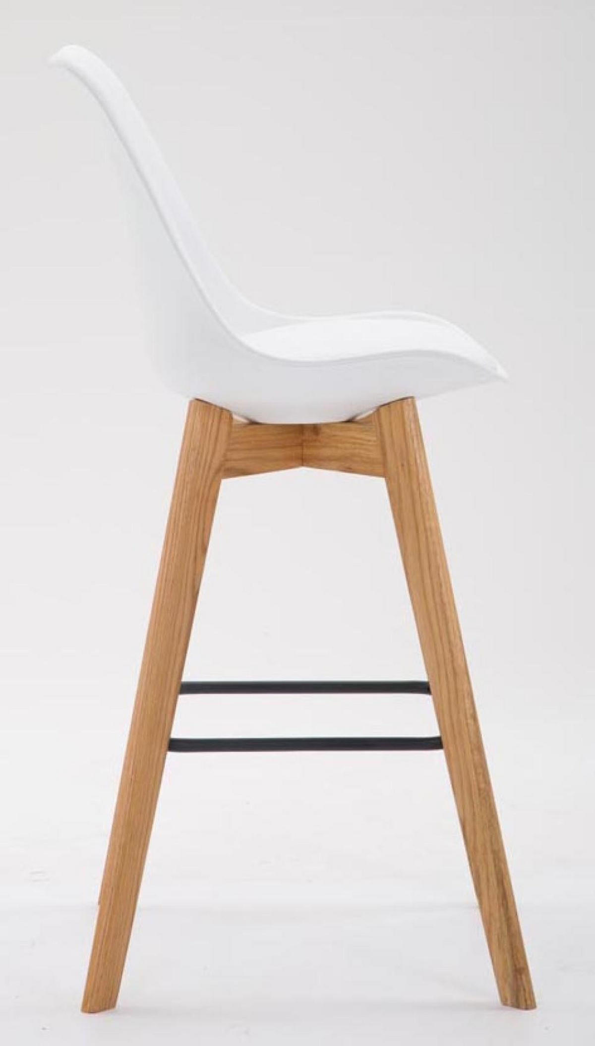 BARHOCKER 2er Set Kunststoff weiß - Eukalyptusholzfarben/Weiß, Holz/Kunststoff (48/112/56cm) - CLP
