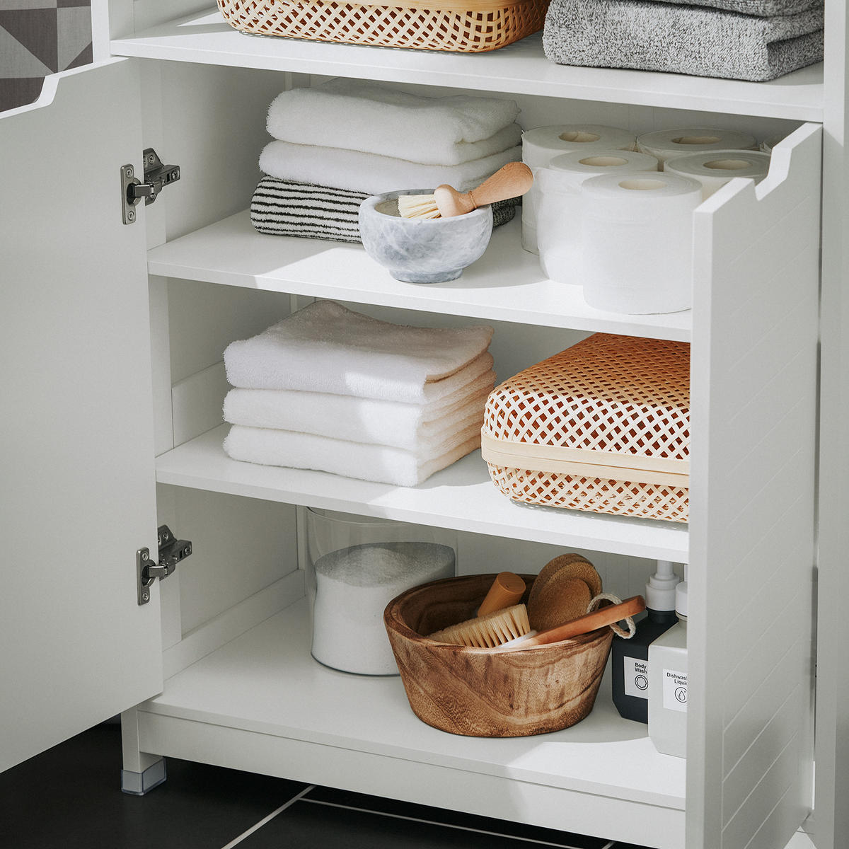 BADEZIMMERSCHRANK Weiß - Weiß, Holzwerkstoff (70/90/35cm) - SoBuy