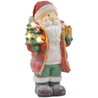 WEIHNACHTSDEKO Figur 50 cm Weihnachtsmann mit Weihnachtsbaum und Geschenk - Multicolor, Metall (21/50/26.5cm) - HOMCOM