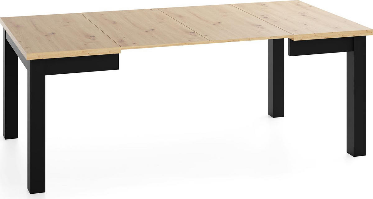 ESSTISCH Toren ausziehbar verlängerbar quadratisch, Eiche Artisan Hellbraun 100-200/100/76.5 cm - Schwarz/Eiche Artisan, Holz/Holzwerkstoff (100/100/77cm) - WFL GROUP
