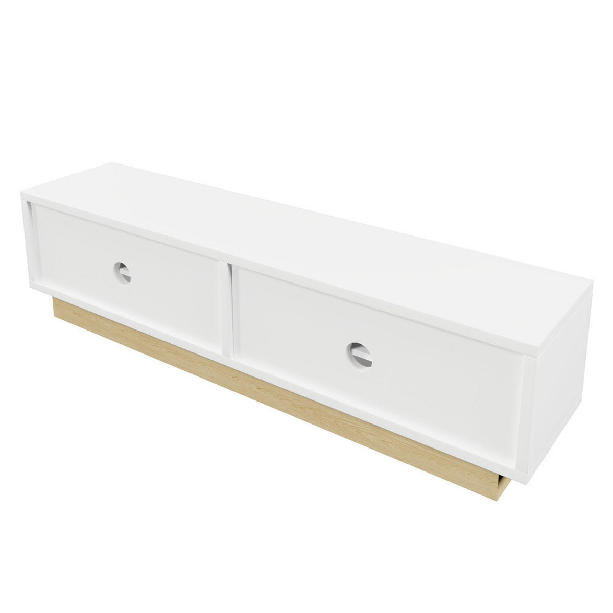 TV-SCHRANK 175cm Modern Weiß Holzmaserung Kurvendesign Stauraum - Weiß, Holz (39.37/21.08/56.9cm) - FLIEKS
