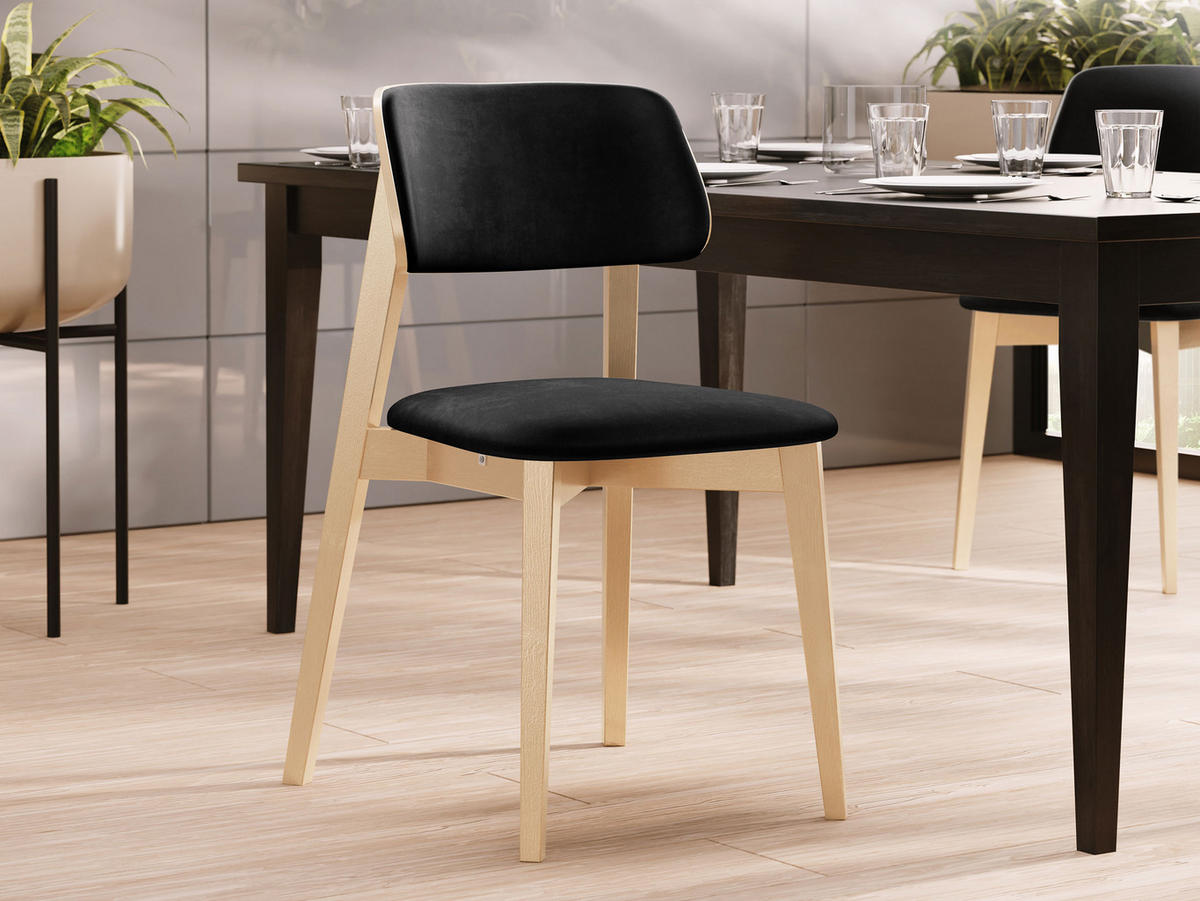 WOHNZIMMER STUHL KT63/C, Holzfarbe: Buche - Buchefarben/Schwarz, Holz/Textil (47/80/49cm) - MIRJAN24