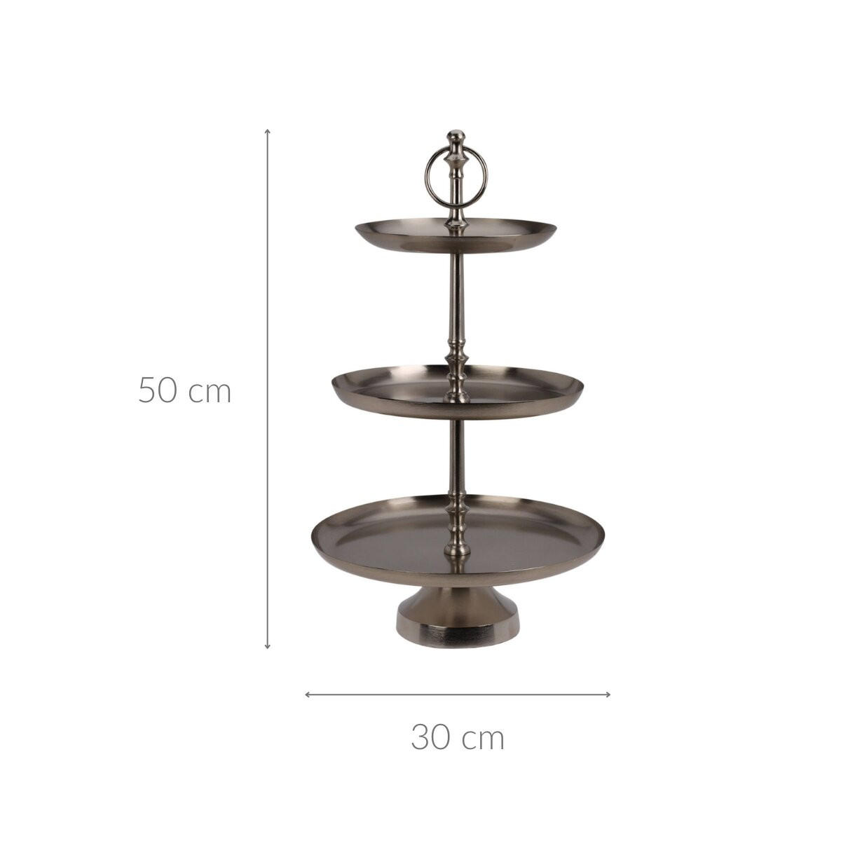 TABLETT Metall 3-stufig 50 cm - Silberfarben, Metall (30.5/50cm) - Home Styling Collection