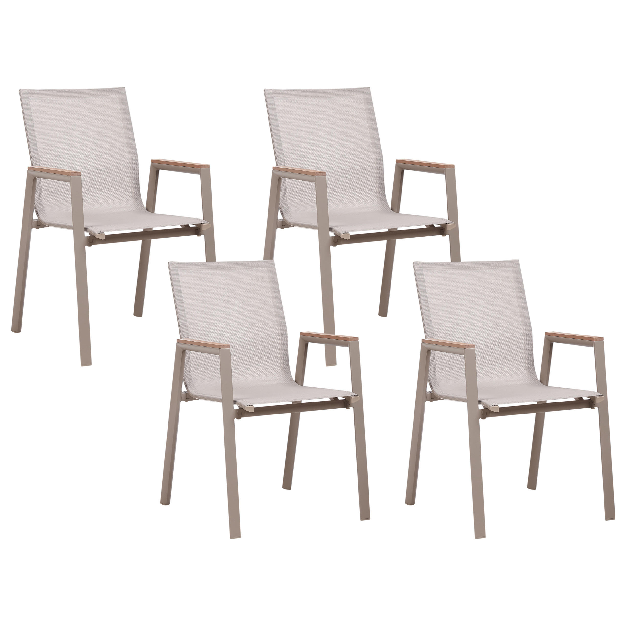 GARTENSTUHL 4er Set Heller Holzfarbton Tiano - Hellbraun/Grau, Metall (56/90/56cm) - Beliani