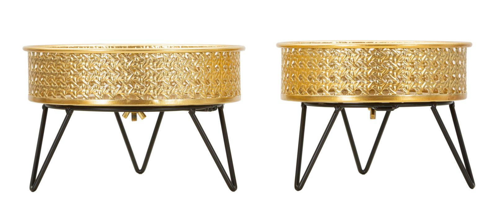 Mauro Ferretti Pflanzenständer Schwarz, Gold 21x13x21 cm