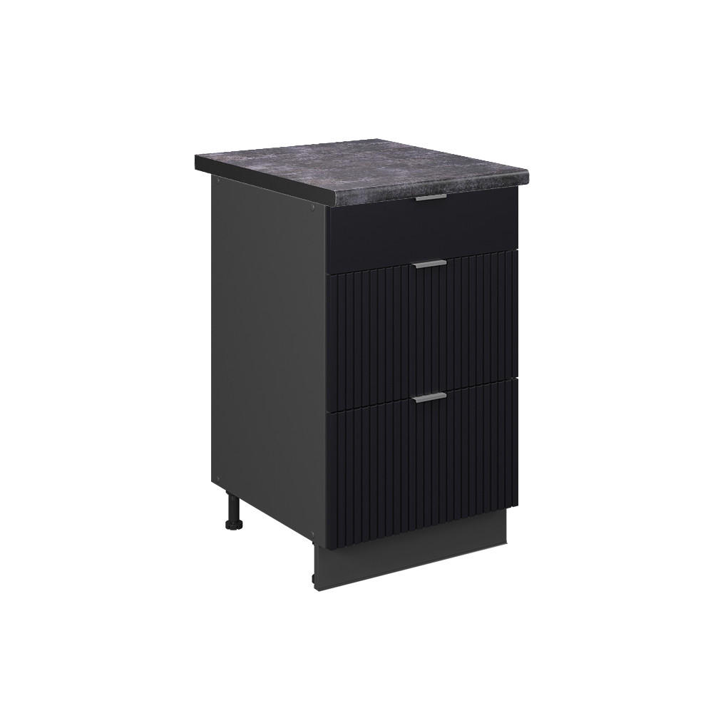 KÜCHENSCHRÄNKE Fame-Line, Schwarz gestreift, 50 cm, AP Anthrazit - Honigeiche/Schwarz, Holzwerkstoff (50/82/60cm) - Vicco