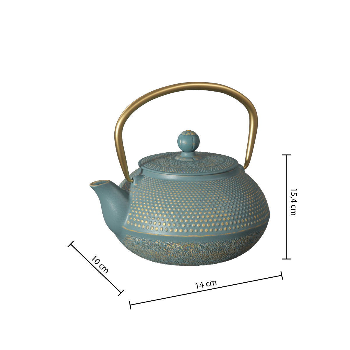 TEEKANNE Gusseisen Jade Blau 800 ml 15,5/15/17,5 cm - Blau, Metall (0.8L) - Secret de Gourmet