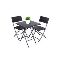 BALKONMÖBEL-SET Kamil 3-teilig Rattan-Optik Balkon-Set - Schwarz, Kunststoff - DELUKE