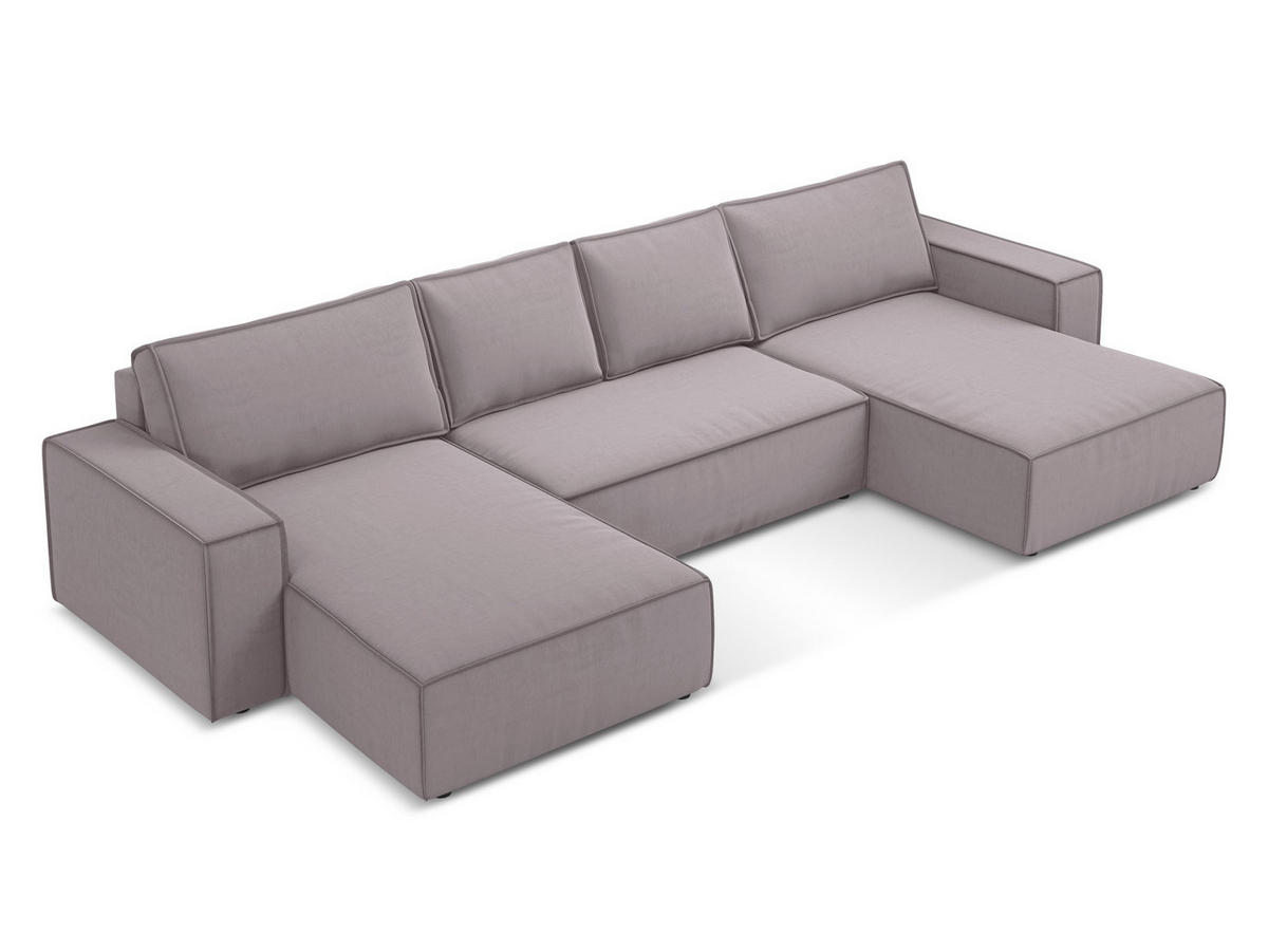 WOHNLANDSCHAFT Samt Stoff Violett - Lila/Flieder, Kunststoff/Textil (398/82/185cm) - Makamii