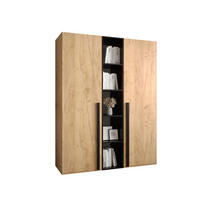GARDEROBENSCHRANK 130/184/42 - Eichefarben/Schwarz, Holz/Kunststoff (130/184/42cm) - MÖBEL KRYSPOL