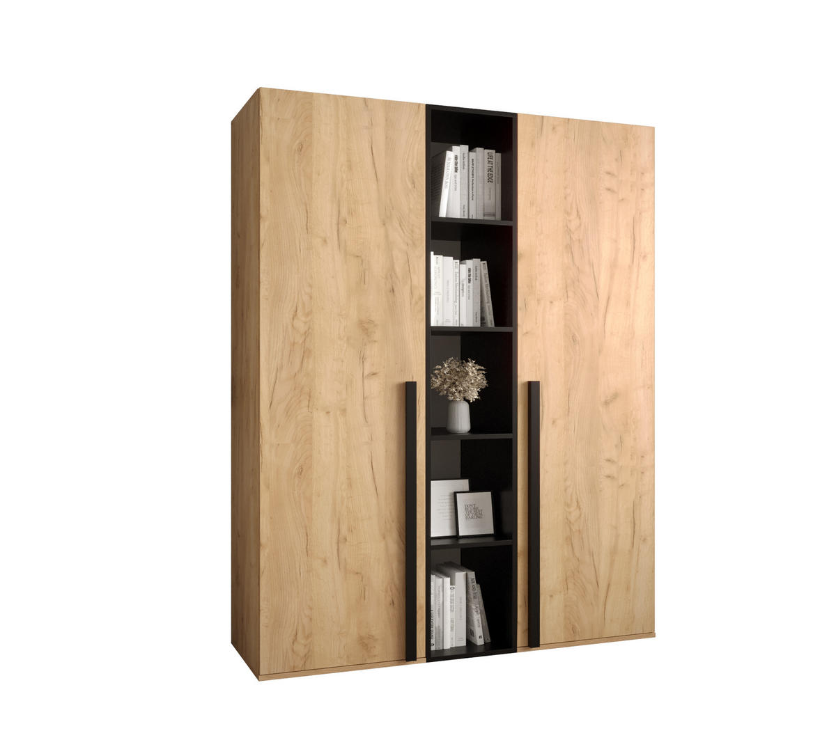 GARDEROBENSCHRANK 130/184/42 - Eichefarben/Schwarz, Holz/Kunststoff (130/184/42cm) - MÖBEL KRYSPOL