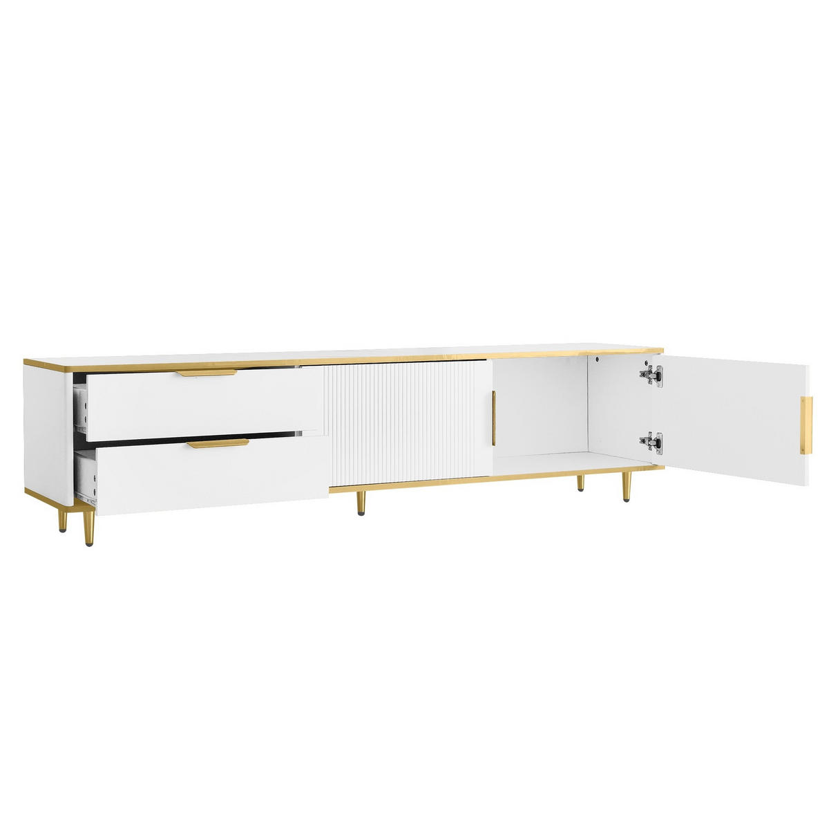TV-LOWBOARD 170/37/45 cm mit 2 Schubladen und 2 Türen - Weiß, Holzwerkstoff (175/45/40cm) - BEAOK