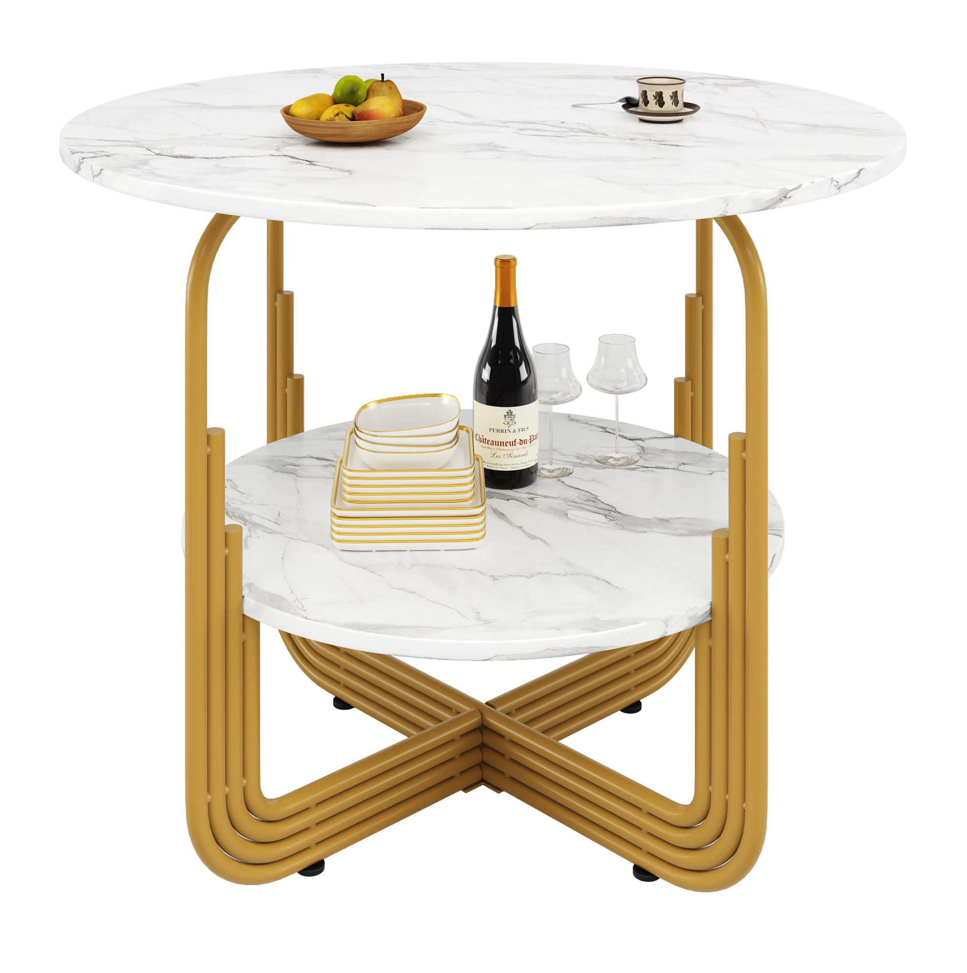 ESSTISCH 80/76/80 cm Gold aus MDF mit Stauraum - Goldfarben, Holzwerkstoff (80/80/76cm) - OKMYHOME
