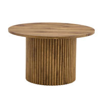 KONFERENČNÍ stolek 70/70/42 cm dřevěný dekor z MDF s kovovým rámem a sloupovým podstavcem - barva borovice, kompozitní dřevo (70/70/42cm) - OKWISH