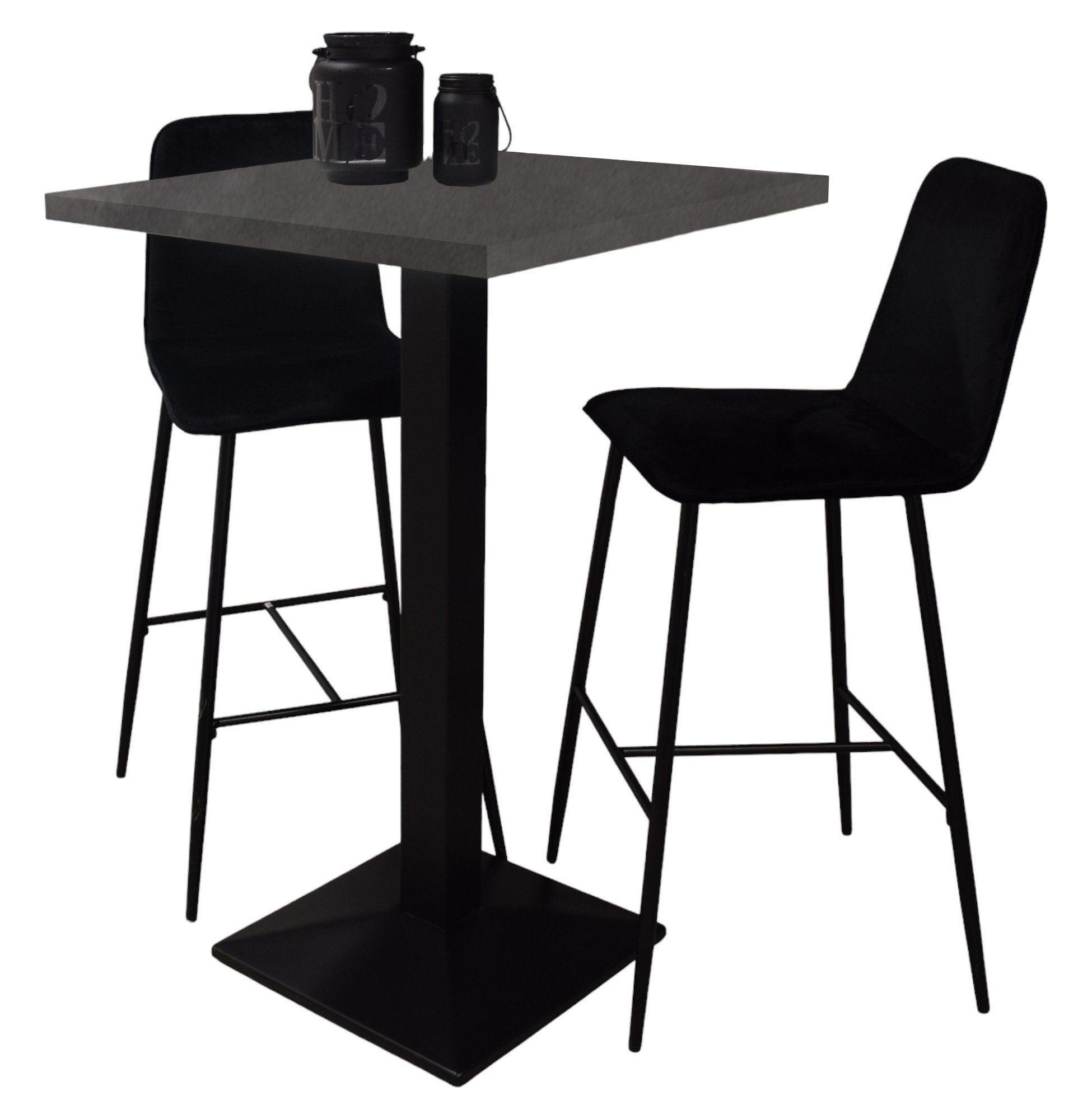 TRESENTISCH Elene 70x70x106 schwarz matt/graphit - Graphitfarben, Metall (70/70/106cm) - 58aufmkessel