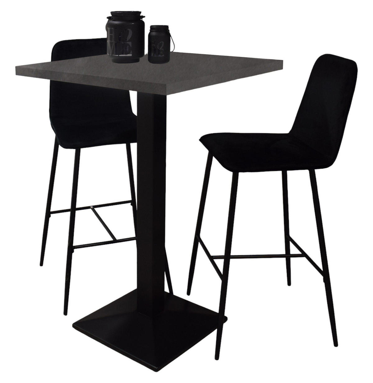 TRESENTISCH Elene 70x70x106 schwarz matt/graphit - Graphitfarben, Metall (70/70/106cm) - 58aufmkessel