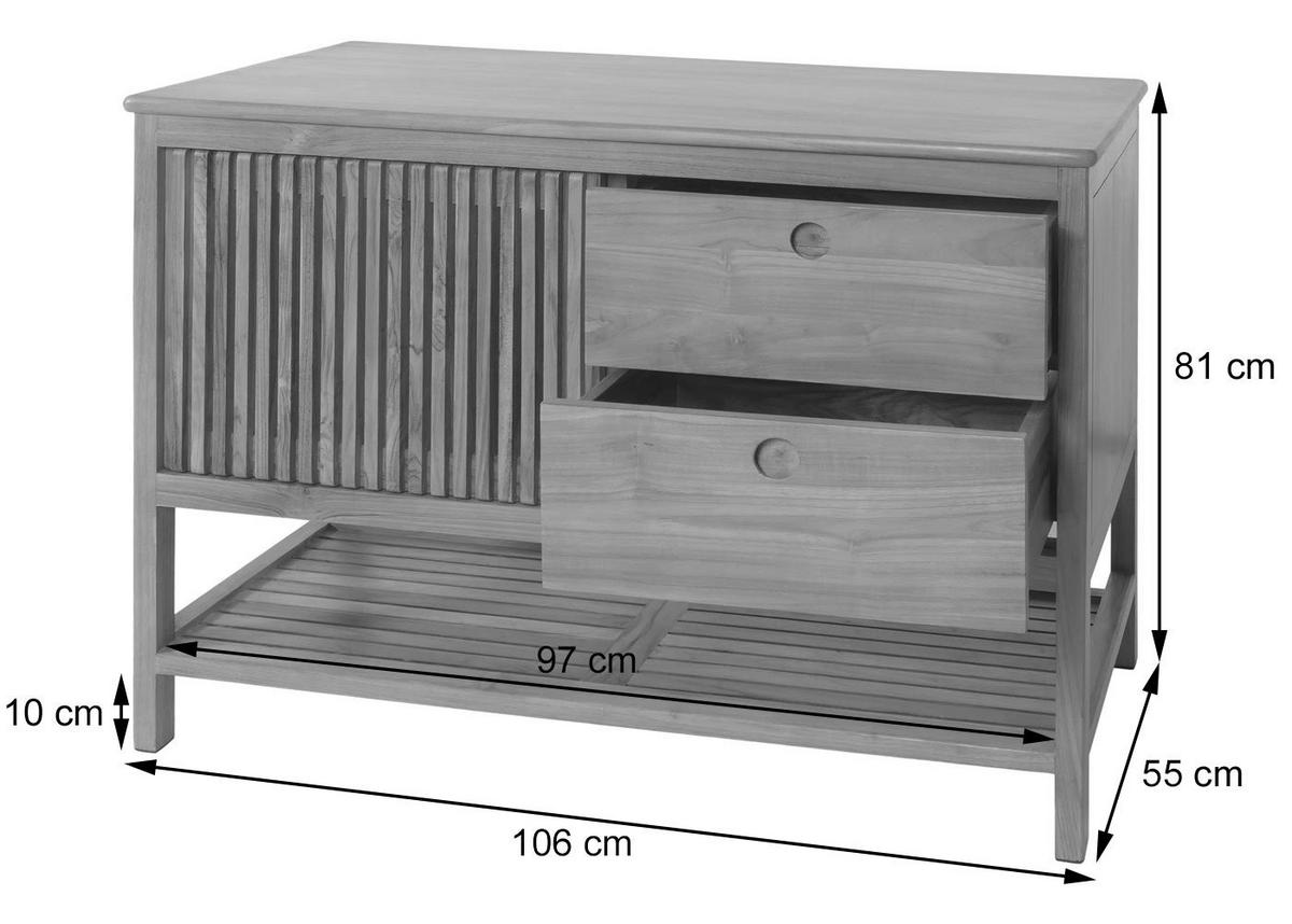 TEAK-KOMMODE Braun - Braun, Holz (106/81/55cm) - MCW