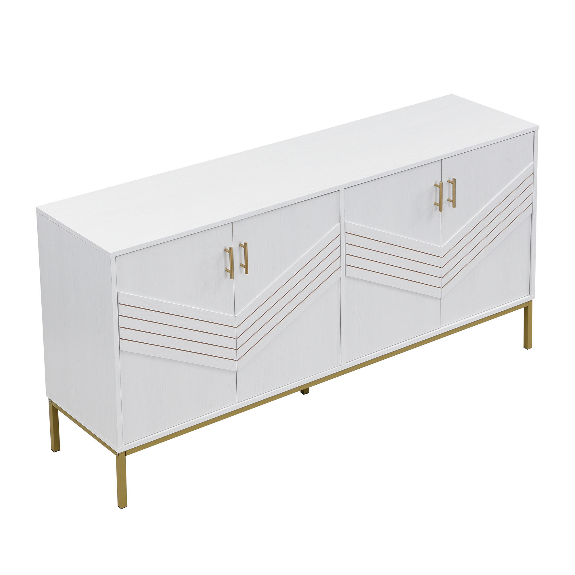 SIDEBOARD DE-37528 160/40/80,5 cm mit 4 Türen Weiß - Weiß, Holzwerkstoff (160/80.5/40cm) - ComfortXL
