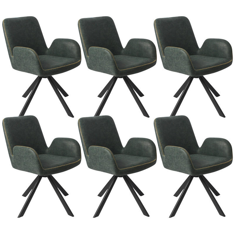 ARMLEHNSTUHL-SET 6 Stück in Lederlook(YZ7) - Dunkelgrün, Textil (56/82/59cm) - HOMAVO