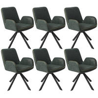 ARMLEHNSTUHL-SET 6 Stück in Lederlook(YZ7) - Dunkelgrün, Textil (56/82/59cm) - HOMAVO
