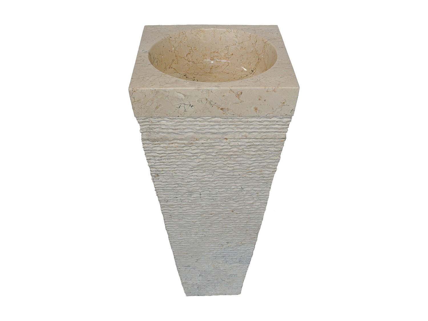 FREISTEHENDES Waschbecken - 40 cm x 40 cm - marmor - cremefarben Storta - Creme, Stein (40/90/40cm) - Vente-Unique