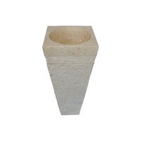 FREISTEHENDES Waschbecken - 40 cm x 40 cm - marmor - cremefarben Storta - Creme, Stein (40/90/40cm) - Vente-Unique