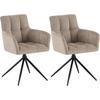 ARMLEHNENSTUHL 2er Set Stoff Taupe - Taupe/Schwarz, Textil/Metall (59/87/59cm) - CLP