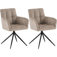 ARMLEHNENSTUHL 2er Set Stoff Taupe - Taupe/Schwarz, Textil/Metall (59/87/59cm) - CLP