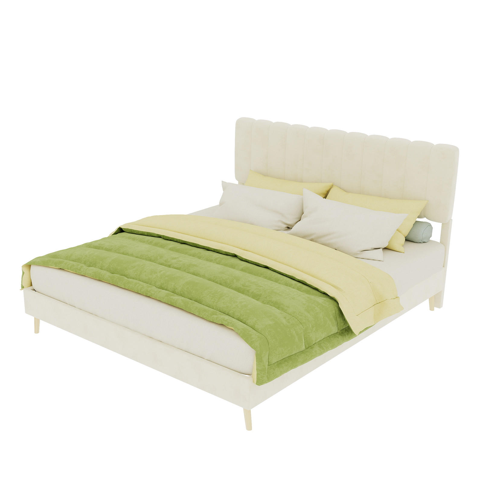 POLSTERBETT 160/200 cm DE-32951 mit hohem Kopfteil und Matratze Beige - Beige, Metall (160/200cm) - ComfortXL