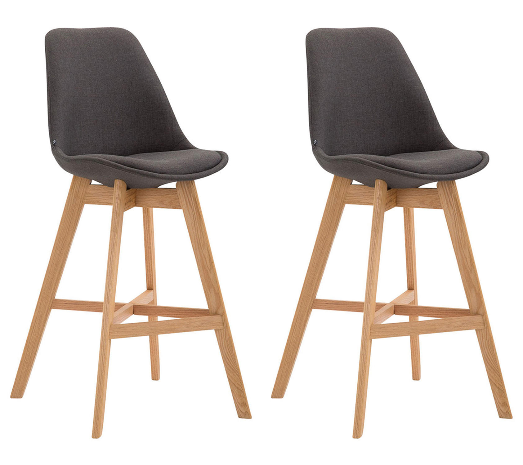 BARHOCKER Canada, 2er Set, Gestell natura, Stoff Dunkelgrau - Dunkelgrau/Naturfarben, Holz/Textil (48/100/56cm) - TPFLiving
