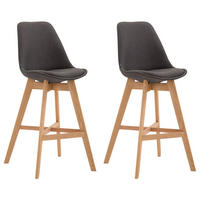 BARHOCKER Canada, 2er Set, Gestell natura, Stoff Dunkelgrau - Dunkelgrau/Naturfarben, Holz/Textil (48/100/56cm) - TPFLiving