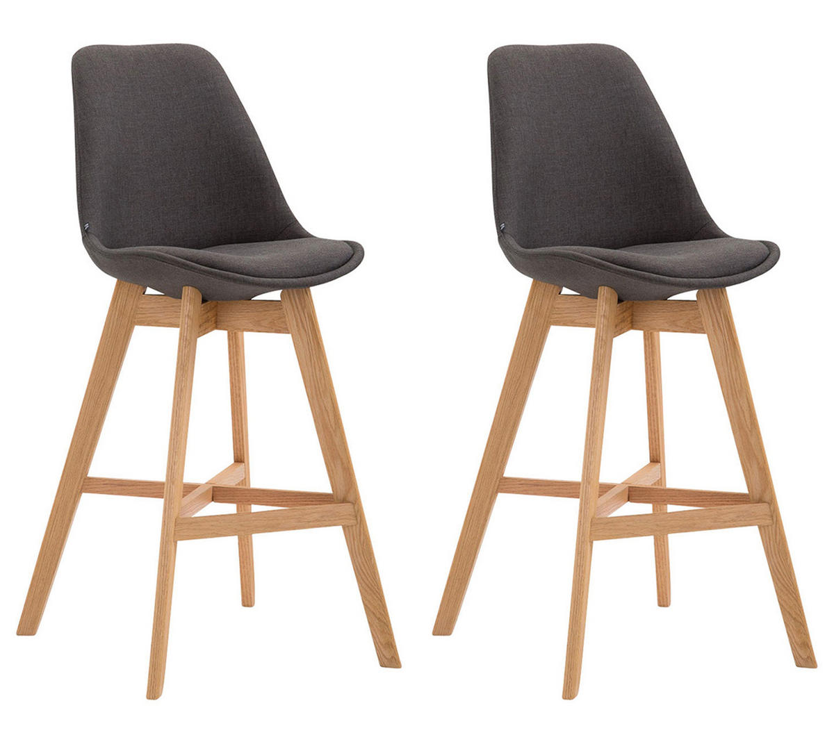 BARHOCKER Canada, 2er Set, Gestell natura, Stoff Dunkelgrau - Dunkelgrau/Naturfarben, Holz/Textil (48/100/56cm) - TPFLiving