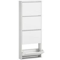 SCHUHSCHRANK mit 4 Klappen Schuhkipper Schmal für 8 Paar Metall Weiß - Weiß, Metall (15/139/55cm) - HOMCOM