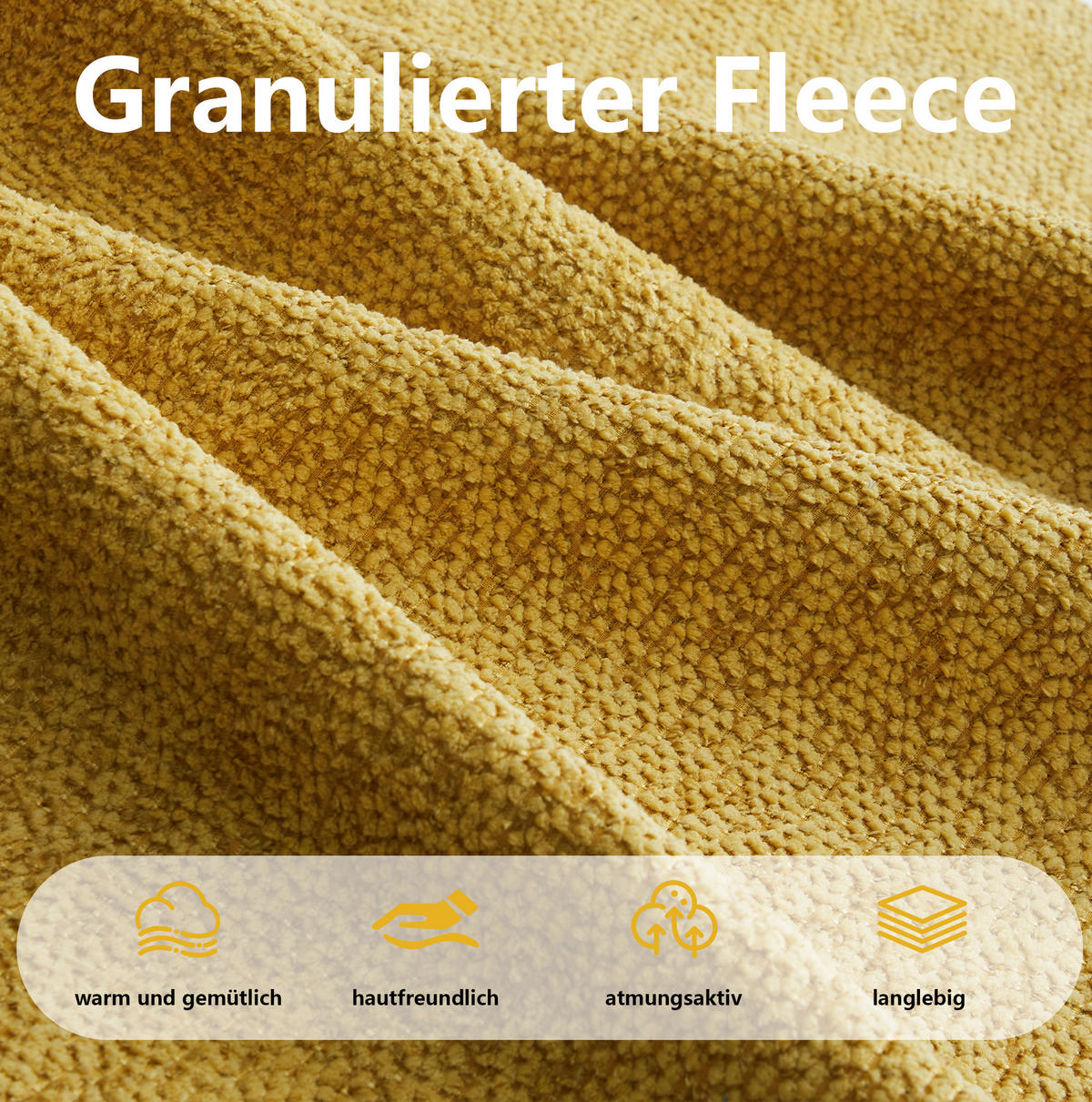 MODULARES 2-Sitzer-Sofa aus granuliertem Fleece mit ergonomischer Muschelform Gelb - Gelb, Textil (104/79/210cm) - Modenvie