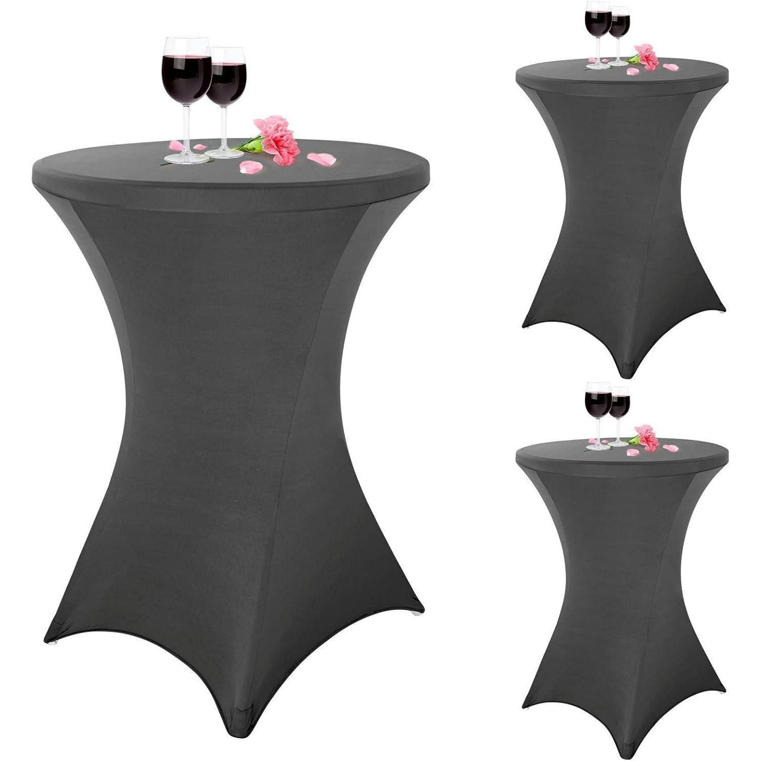 STEHTISCHHUSSE 3er-Set Dunkelgrau Ø 80-85 cm - Anthrazit, Textil (80/110cm)