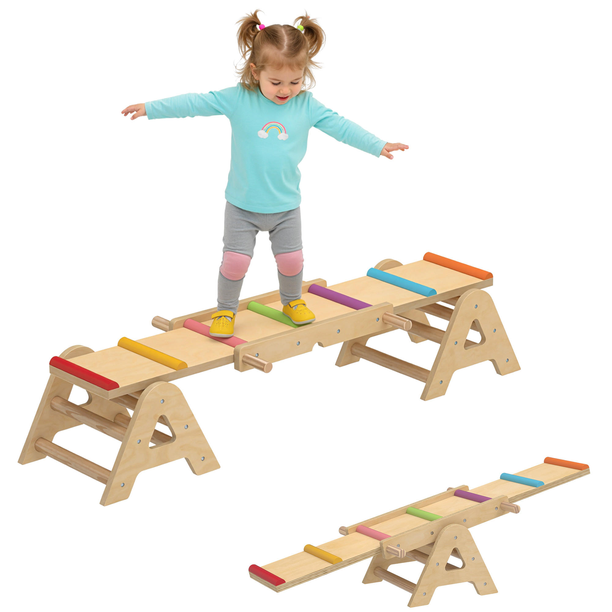 BALANCEWIPPE 2-in-1 DE-09834 Holz - Multicolor, Holz (38/133cm) - ComfortXL
