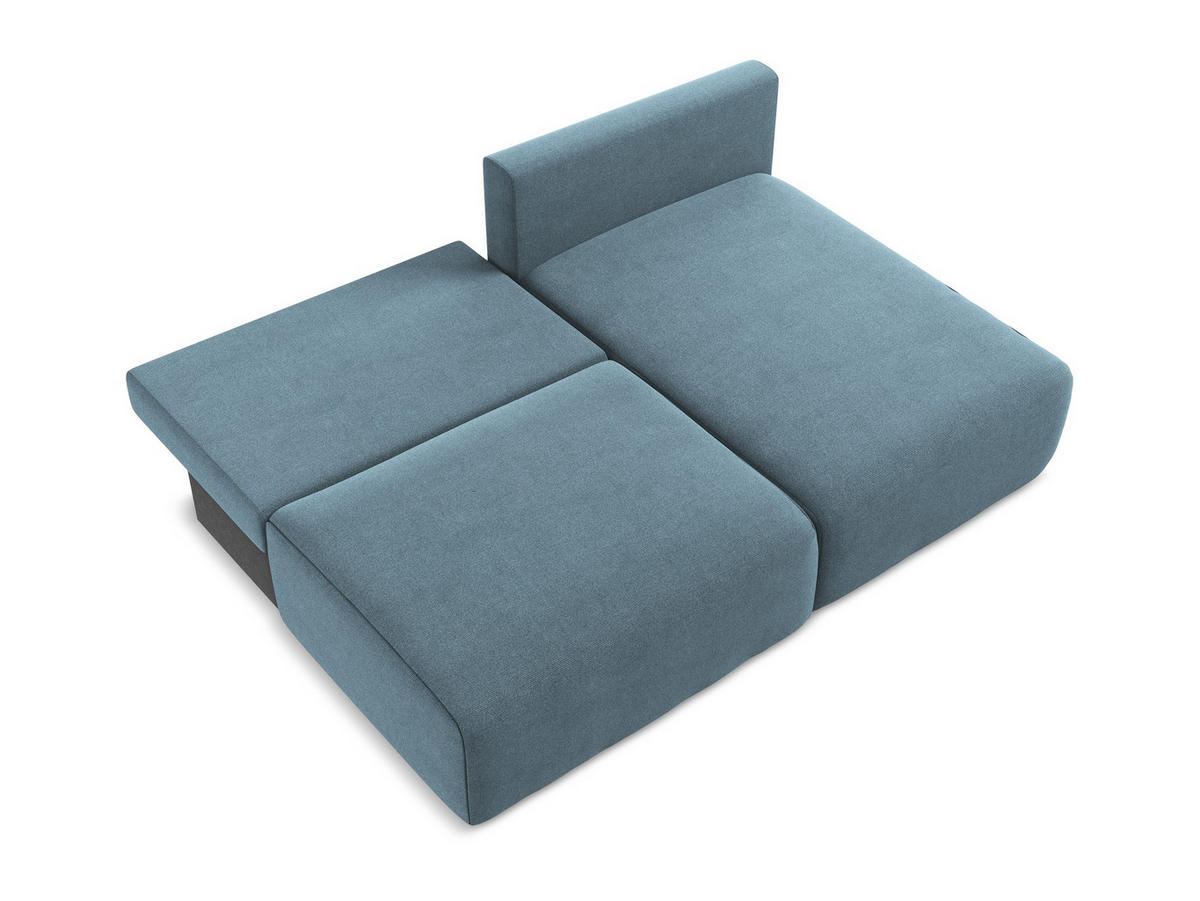 ECKSOFA mit Schlaffunktion rechts Strukturstoff Stoff Blau - Blau/Schwarz, Kunststoff/Textil (210/149cm) - Makamii