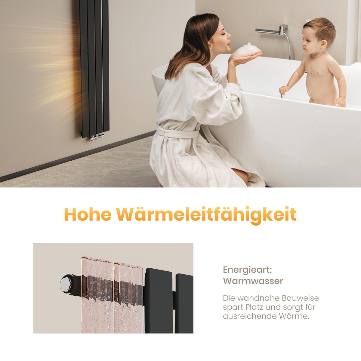 HEIZKÖRPER Flachheizkörper Schwarz 180/30/4,9 cm - Anthrazit, Metall (30/180/4.9cm) - EMKE
