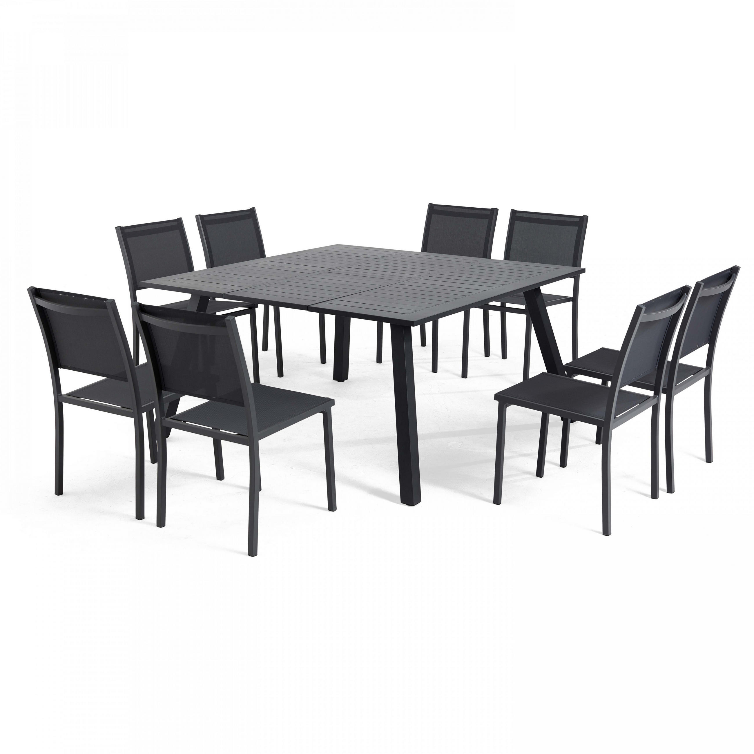 GARTENSET 8-Sitzer, Grau - Grau, Metall - Oviala